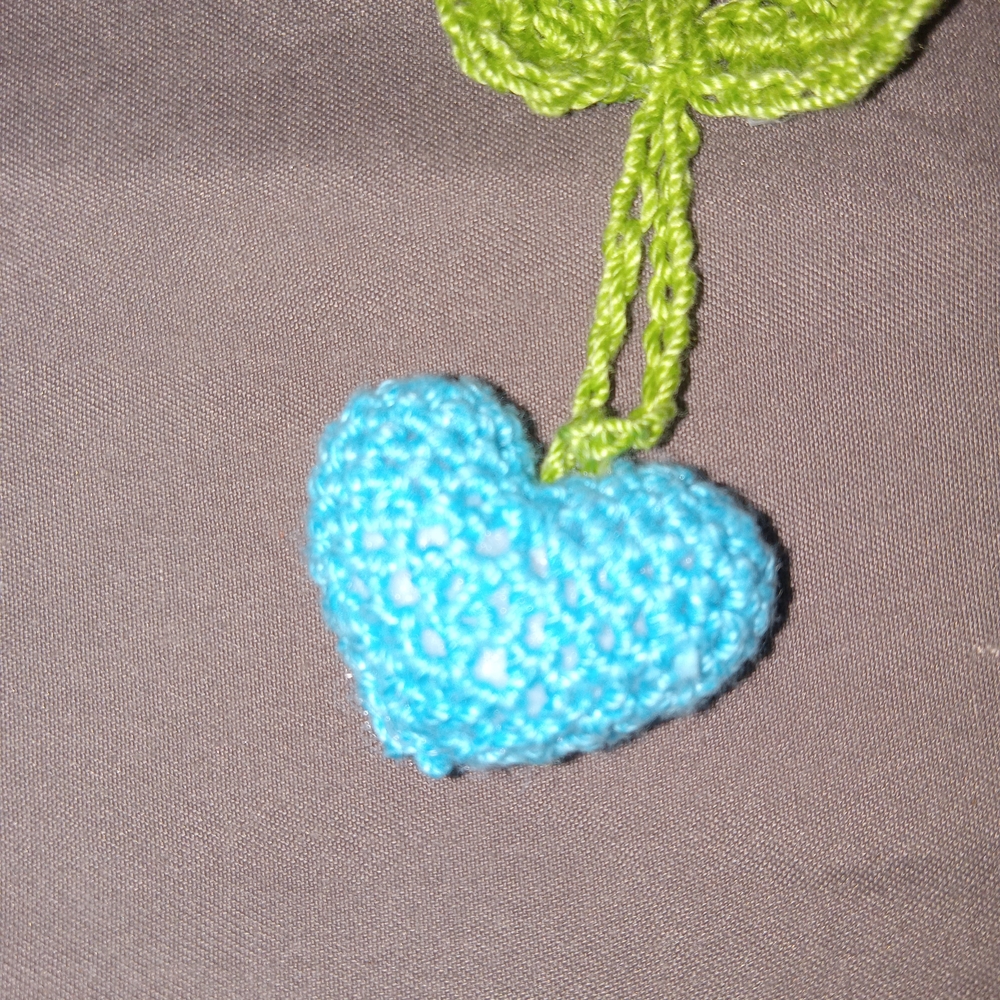 Crocheted Blue Heart Pendant